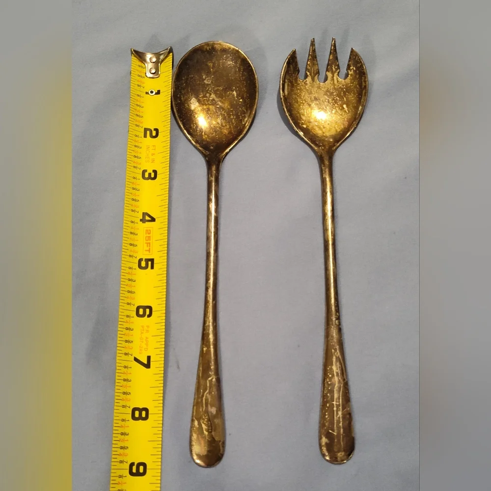 Vintage Salad Toss Set (Italy, Silver Plated)